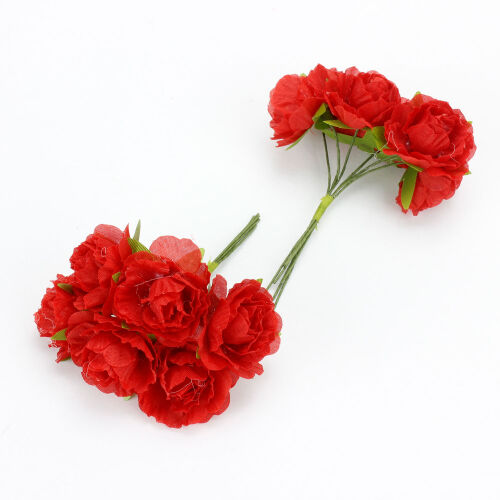 Kumaş Gül Kırmızı 48'Li Paket 3x10CM - Kare Dekor (1)