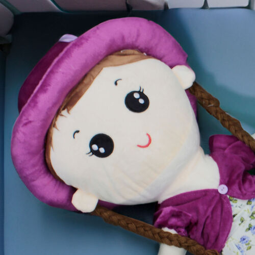 Linda Peluş Şapkalı Bez Bebek 72CM Mor - Platin Gift (1)