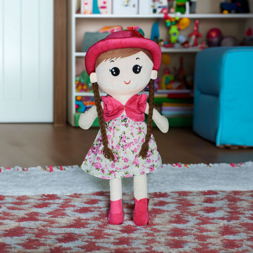 Linda Peluş Şapkalı Bez Bebek 72CM Pembe - Platin Gift (1)