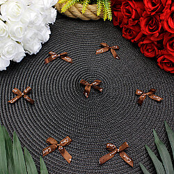 Love Baskılı Saten Fiyonk 4 cm Kahverengi - 1