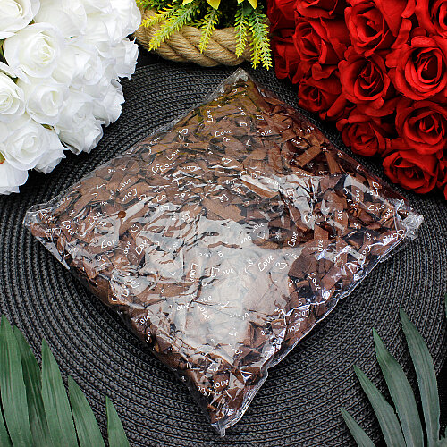 Love Baskılı Saten Fiyonk 4 cm Kahverengi - 3