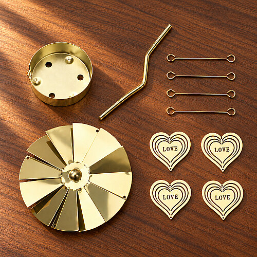  Love Kalp Figürlü Isı ile Dönen Metal Tealight Mumluk Gold - 3