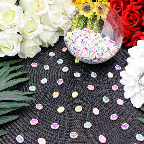 Love Yazılı Oval Boncuk 10x12 mm (500 Adet) - Toptanalim