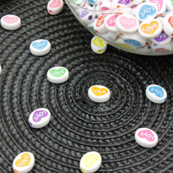 Love Yazılı Oval Boncuk 10x12 mm (500 Adet) - 2