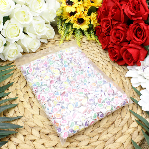 Love Yazılı Oval Boncuk 10x12 mm (500 Adet) - 3