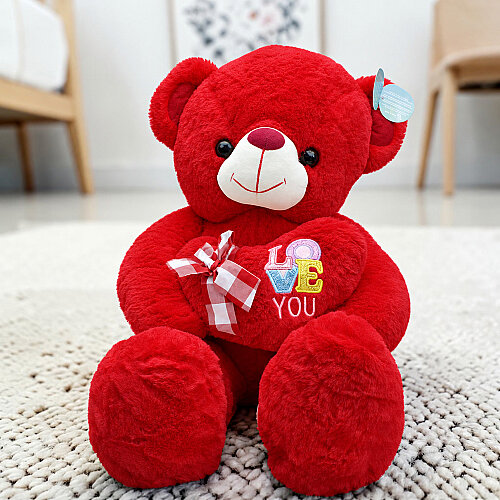 Love You Kalpli Peluş Ayı Kırmızı 75 cm - Toptanalim
