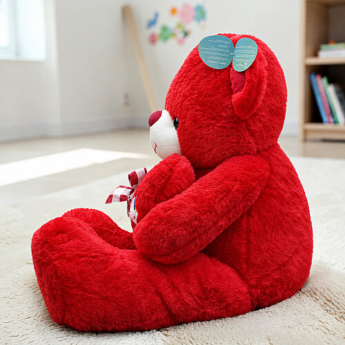 Love You Kalpli Peluş Ayı Kırmızı 75 cm - Toptanalim (1)
