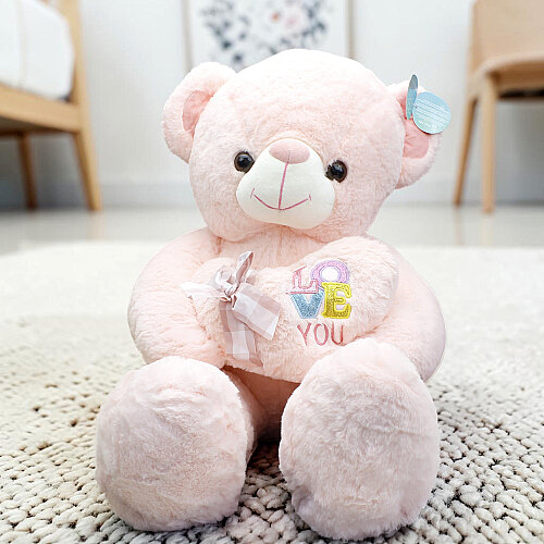 Love You Kalpli Peluş Ayı Pembe 75 cm - Toptanalim