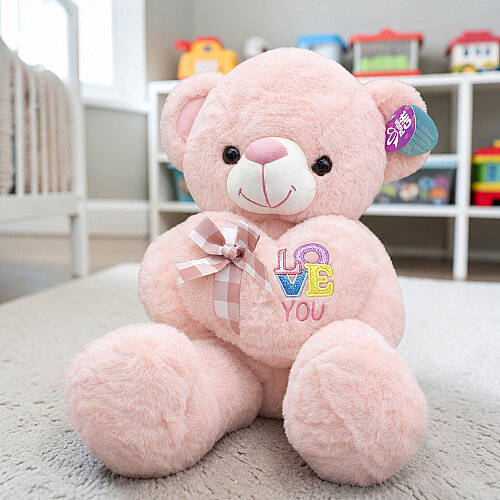 Love You Kalpli Peluş Ayı Pudra 60 cm - Toptanalim