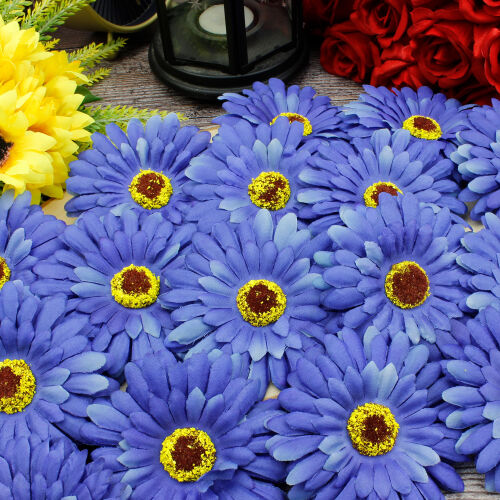 Lüks Kumaş Gerbera Kafa 10CM 50'li Paket Lacivert - Kare Dekor