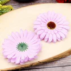 Lüks Kumaş Gerbera Kafa 10CM 50'li Paket Lila - 2