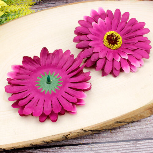 Lüks Kumaş Gerbera Kafa 10CM 50'li Paket Mor - Kare Dekor (1)