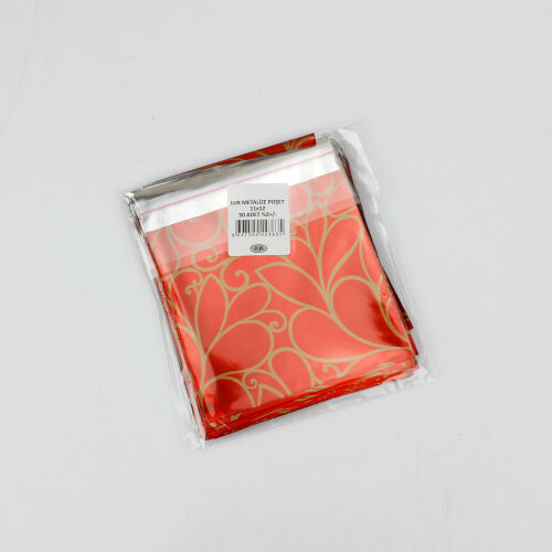 Lüx Metalize Bantlı Poşet Desenli 50'li Paket 11X12CM - Kare Dekor (1)