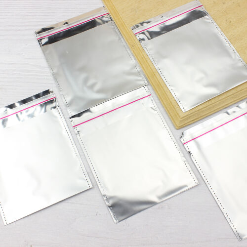 Lüx Metalize Bantlı Poşet Gri 50'li Paket 11X12CM - Kare Dekor