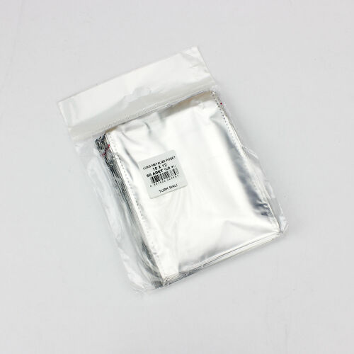 Lüx Metalize Bantlı Poşet Gri 50'li Paket 11X12CM - Kare Dekor (1)
