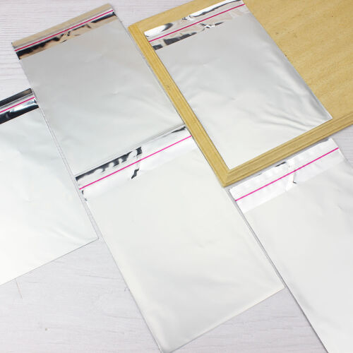Lüx Metalize Bantlı Poşet Gri 50'li Paket 12X17CM - Kare Dekor