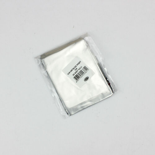 Lüx Metalize Bantlı Poşet Gri 50'li Paket 7X9CM - Kare Dekor (1)