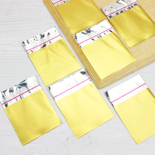 Lüx Metalize Bantlı Poşet Sarı 50'li Paket 7X9CM - Kare Dekor