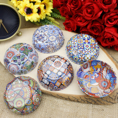 Mandala Desenli Teneke Kase 9,5 CM - Kare Dekor (1)