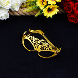 Maskeli Balo Parti Gözlüğü Gold 12'li Paket - 3