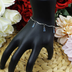 Mavi Dikdörtgen Taş Detaylı Zirkon Bileklik - 1