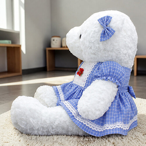 Mavi Elbiseli Kız Peluş Ayı 65 cm - Toptanalim (1)