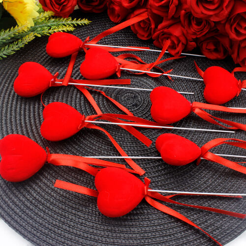 Metal Çubuklu Kalp Strafor 20CM 12'li paket - Kare Dekor