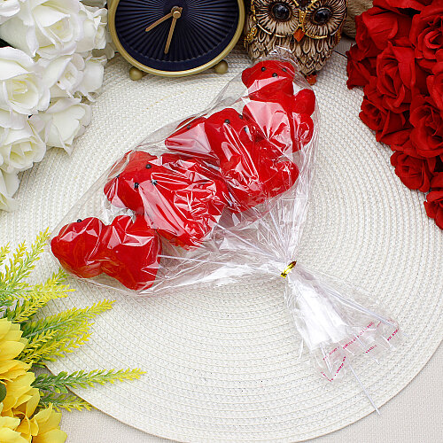 Metal Çubuklu Kırmızı Strafor Ayıcık 23 cm 6’lı Paket - 4