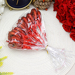 Metal Çubuklu Simli Çift Kalpli Strafor Kırmızı 23 cm 12’li Paket - 3