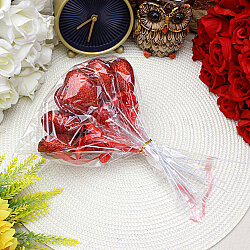 Metal Çubuklu Simli Kalp Strafor Kırmızı 22 cm 12’li Paket - 4