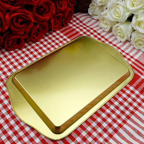 Metal Dikdörtgen Sunum Tepsisi Gold 15,5x25 cm - Toptanalim (1)