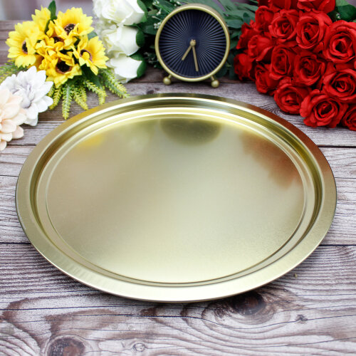 Metal Tepsi Gold Renk 28CM - Kare Dekor