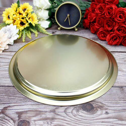 Metal Tepsi Gold Renk 28CM - 3