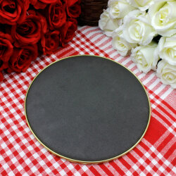 Metal Yuvarlak Kaydırmaz Tabanlı Sunum Tepsisi Gold 18 cm - 2