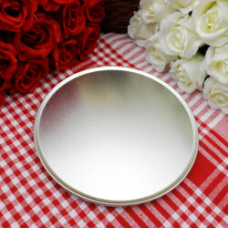 Metal Yuvarlak Kaydırmaz Tabanlı Sunum Tepsisi Gümüş 18 cm - 1