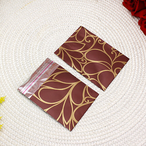 Metalize Bantlı Desenli Hediyelik Poşet Bordo Gold 7x9 cm - Toptanalim (1)