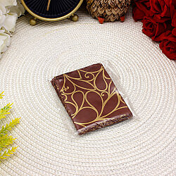 Metalize Bantlı Desenli Hediyelik Poşet Bordo Gold 7x9 cm - 3