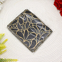 Metalize Bantlı Desenli Hediyelik Poşet Siyah Gold 11x12 cm - 3