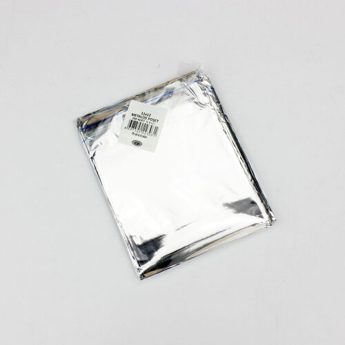 Metalize Bantlı Poşet Gri 100'lü Paket 11x12CM - Kare Dekor (1)