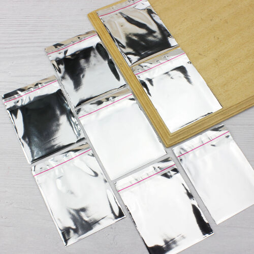 Metalize Bantlı Poşet Gri 100'lü Paket 11x12CM - Kare Dekor