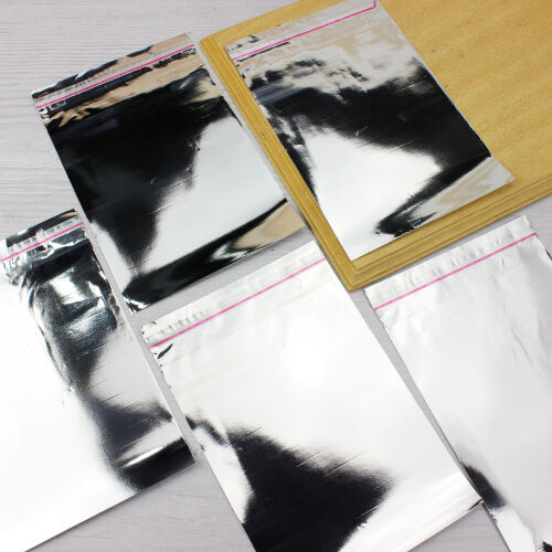 Metalize Bantlı Poşet Gri 100'lü Paket 12X17CM - Kare Dekor
