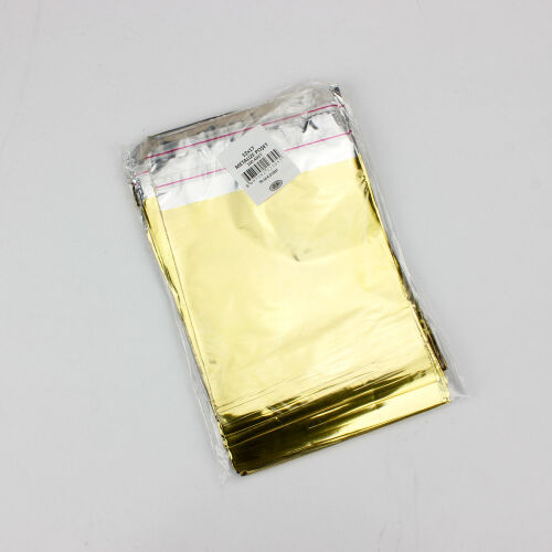 Metalize Bantlı Poşet Sarı 100'lü Paket 12X17CM - Kare Dekor (1)