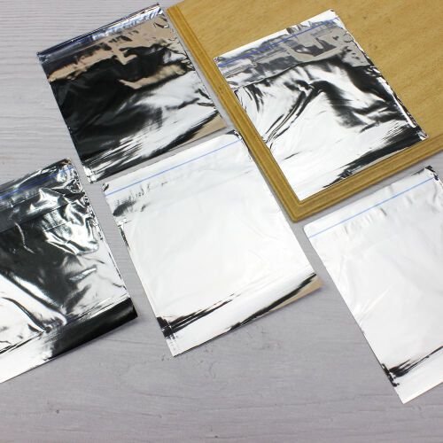 Metalize Bantlı Poşet Gri 100'lü Paket 7X9CM - Kare Dekor