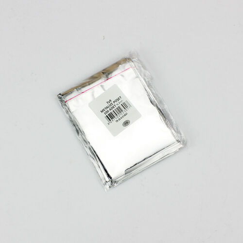 Metalize Bantlı Poşet Gri 100'lü Paket 7X9CM - Kare Dekor (1)