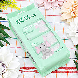 Mini Fil Desenli Cep Islak Mendil Mint 8’li Paket - 2
