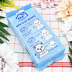 Mini Kedi Desenli Cep Islak Mendil Mavi 8’li Paket - 2
