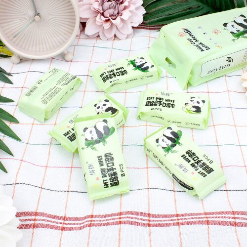 Mini Panda Yeşil Cep Islak Mendil 8’li Paket - Toptanalim