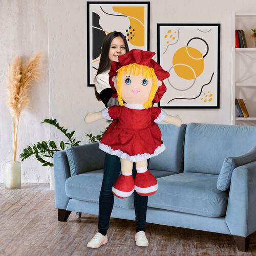 Mira Peluş Bez Bebek 70CM Kırmızı - Platin Gift