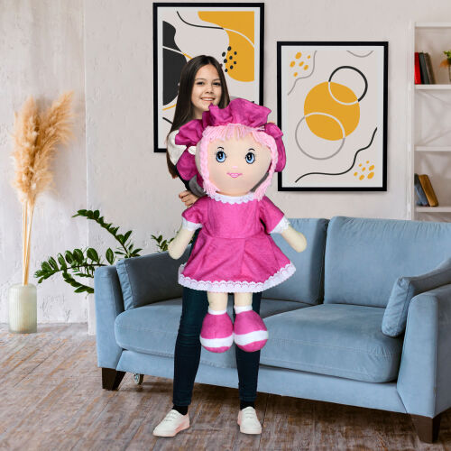 Mira Peluş Bez Bebek 70CM Pembe - Platin Gift