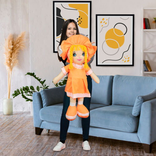 Mira Peluş Bez Bebek 70CM Turuncu - Platin Gift